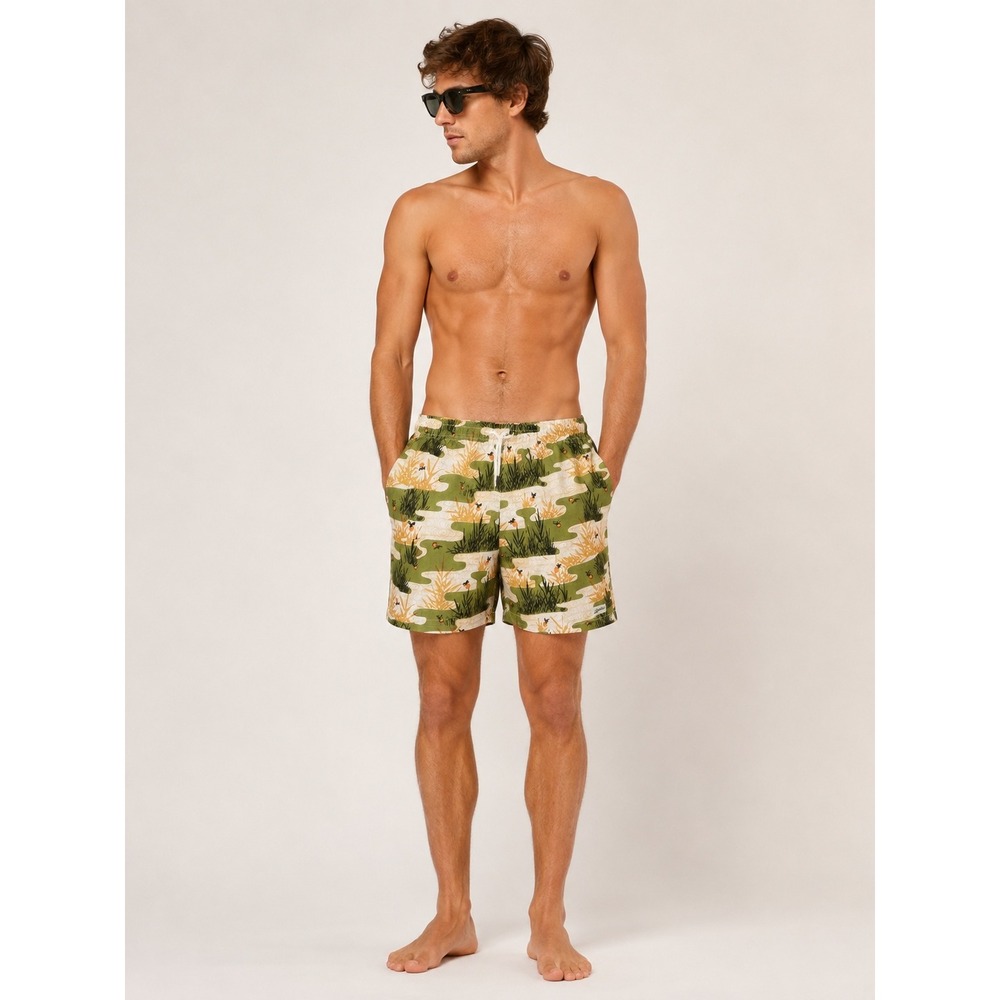 Bather Mens Swim Trunks Large Koi Pond Print Recycled Swimwear